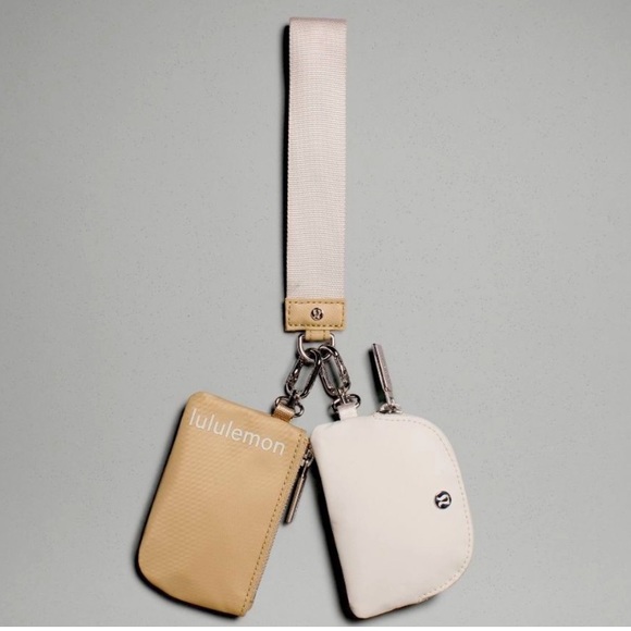 NWT Lululemon Athletica Dual Pouch Wristlet in Trench/White Opal